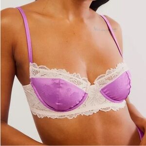 Free People Spring Fling Underwire Lace Satin Bra NWOT